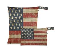 Vintage Flag Baby Cloth Diaper Bags, Waterproof Wet Dry Bag with Zippered Compartments for Beach Gym Pool Travel - 11.8 x 14.2in