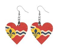 Vintage Flag of St. Louis Cute Wooden Earrings for Women Dangling