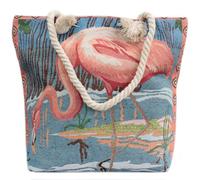 Vintage Flamingo Woven Rope Handle Tote