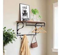 Vintage Floating Coat Shelves, Rustic Brown