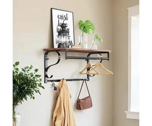Vintage Floating Coat Shelves, Rustic Brown