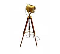 Vintage Floor Lamps Spotlight Nautical Marine Studio Wooden Tripod Floor Search Light Room Decorative Standing Lamp