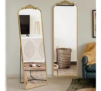 Vintage Floor Mirror Full Length 160x50cm with Ornate Resin Carved Applique Freestanding, Wall Mountable, Lean Against Wall,Safety Tempered Glass for Bedroom, Living Room, Hallway