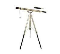 Vintage Floor Standing Brass Telescope Shiny Brass Finish Black Leather Adjustable Tripod Telescope 65'' Nautical Maritime Handmade Design Antique Handicraft for Home Decor