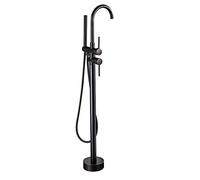 Vintage FloorStanding Bathtub Faucet AllCopper Freestanding Tub Filler Hot & Cold Water Mixer Tap with Handheld Shower Head Elegant Bathroom Fixture