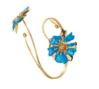 Vintage Floral Adjustable Arm Cuff Handcrafted With Drip Oil Techniques For Fashion And Holiday Accessories, As the pic show, Metal, no gemstone