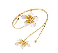 Vintage Floral Adjustable Arm Cuff Handcrafted With Drip Oil Techniques For Fashion And Holiday Accessories, As the pic show, Metal, no gemstone