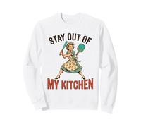Vintage Floral Apron Mom Fun Angry Womens Pickleball Player Sweatshirt