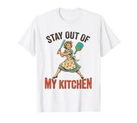 Vintage Floral Apron Mom Fun Angry Womens Pickleball Player T-Shirt