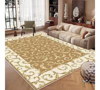 Vintage Floral Area Rug for Living Room, Washable Entryway Rug, for Bedroom Playroom Entrance, Floor Carpet, Pet-friendly, Yellow(Flower E,45cmX70cm)