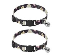 Vintage Floral Black Easy to Clean Cats Collar 2 Pack Soft Cat Collar