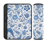 Vintage Floral Blue Elegant 2 Pack Child seat Belt Strap Cover Protects Your Neck and Shoulders for Airplane Protector para cinturón de carro