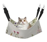 Vintage Floral Border Herbs And Wild Flowers Botanical Engraving Style Field Vegetation,Cat Hanging Hammock Soft Double Sided Hanging Bed for Small Dogs Pet,M