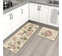 Vintage Floral Botanical Morning Glory Kitchen Rugs Sets of 2
