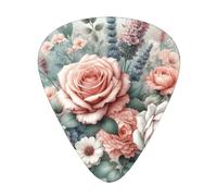 Vintage-Floral-Bouquet 12 Pack Guitar Picks With 3 Thicknesses And Storage Box, Abs Plectrums For Electric Bass Guitar Players