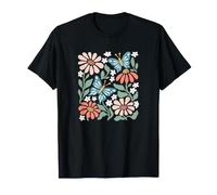 Vintage Floral Butterfly Cottage Core Flowers T-Shirt