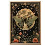 Vintage Floral Butterfly Wall Art Dark Plant Insect Wall Decor Gothic Moth flower Moon Academia Canvas Picture Vintage Nature Esthetic Poster Print Moody Night Painting for Living Room Unframed
