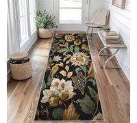 Vintage Floral Carpet Runner, Chinese Style Runner Rug 80x300cm, Non-Slip Short Pile Washable Carpet For Hallway Entryway Kitchen Patio
