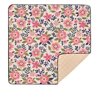 Vintage Floral Chic Pattern Large Non-Slip Baby Gym & Activity Mat for Floor Washable Baby Play Tummy Time Mat for Baby Toddler Infant, 50'' x 50''