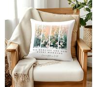 Vintage Floral Christian Pillow Covers Pillowcases 18x18, Christian Home Decor, His Mercies are New Every Morning Bible Verse Decorative Throw Pillow Cushion Covers for Church Home Living Room Decor