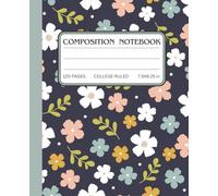 Vintage Floral Composition Notebook: College-Ruled Writing Journal 7.5x9.25", 120 Pages, Elegant Dark Background Flower Pattern Notebook for School, Work, or Personal Use