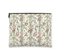 Vintage Floral Cosmetic Bag, Elegant Cream Travel Pouch for Women, Portable Makeup Organizer, Spring Skincare Toiletry Case, Cream, 7x9 Inch, Floral