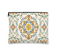 Vintage Floral Cosmetic Bag, Medieval Pattern Travel Makeup Pouch for Women, Portable Canvas Zipper Organizer, Spring Skincare Toiletry Bag, White, 7x9 Inch, Floral