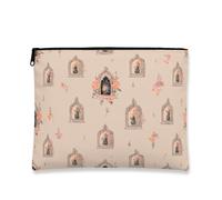 Vintage Floral Cosmetic Bag, Rustic Botanical Makeup Pouch for Women, Portable Travel Toiletry Organizer, Spring Skincare Essentials, Beige, 7x9 Inch, Floral