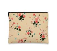 Vintage Floral Cosmetic Bag, Yellow Flowers Romantic Classic Makeup Travel Bag for Women, Canvas Small Zipper Pouch Organizer, Spring Skincare Festival Gift Toiletry Holder, yellow, 7x9 Inch, Flowers