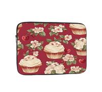 Vintage Floral Cupcake Shockproof Laptop Sleeve 15 Inch, Oxford Fabric Case With Foam Padding, Lightweight Protective Cover For Pad Notebook, Business School Travel Use