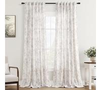 Vintage Floral Curtains 84 inch Length 2 Panels Set for Living Room Grey and Cream Printed Curtains Back Tab Neutral Farmhouse Bedroom Curtains Cottage Style Pretty Flower Patterned Linen Drapes