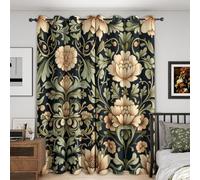 Vintage Floral Curtains for Bedroom 66x90, Art Nouveau Botanical Flower Curtains Blackout Living Room Home Decor, Printed Window Eyelet Drapes 90 Inch Drop 2 Panels - Yz218