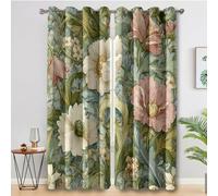Vintage Floral Curtains for Bedroom, William Morris Blackout Curtains for Living Room, 54 Drop Eyelet Window Treatments Home Decor 46 X 54 Inch (W X L), 2 Panels X&-86