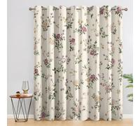 Vintage Floral Curtains for Living Room, Bedroom, Flower Botanical Blackout Curtains 66 x 90, patterned Drapes 90 inch Drop, Thermal Insulated Eyelet Window Treatments, 2 Panels PL78