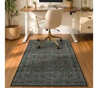Vintage Floral Dark Green Office Chair Mat for Hardwood & Tile Floor, 3x4 Non-Slip Ultra Soft Low Pile Under Desk Rug, Floor Protector for Heavy Duty Office Chair, Stain Resistant, Easy to Clean