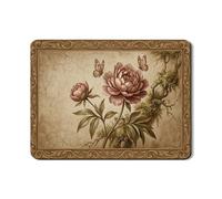 Vintage Floral Dish Drying Mats for Kitchen Counter, Antique Rose Absorbent Rubber Mat, Rustic Shabby Chic Pu Leather Drying Pad for Coffee Bar 18x24 Inch