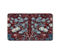 Vintage Floral Dish Drying Mats For Kitchen Counter, Blue Rose Absorbent Rubber Dish Drainer Mat, Autumn PU Leather Drying Pad For Coffee Bar Protector 12x20 Inch