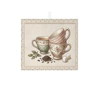 Vintage Floral Dish Drying Mats for Kitchen Counter, Cream Green Absorbent Drainer Mat, Rustic Microfiber Drying Pad for Coffee Bar Protector 16x18 Inch