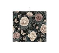 Vintage Floral Dish Drying Mats For Kitchen Counter, Elegant Rose Absorbent Drainer Mat, Spring Microfiber Drying Pad For Coffee Bar Protector 16x18 Inch