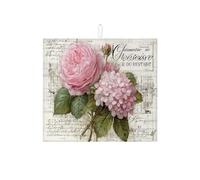 Vintage Floral Dish Drying Mats For Kitchen Counter, Peach Rose Absorbent Dish Drainer Rack Mat, Shabby Chic Microfiber Drying Pad For Coffee Bar Protector 16x18 Inch