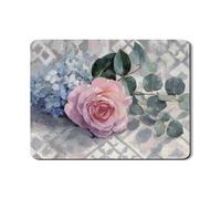 Vintage Floral Dish Drying Mats For Kitchen Counter, Peach Rose Absorbent Rubber Dish Drainer Rack Mat, Elegant PU Leather Drying Pad For Kitchen Counter Decor 18x24 Inch
