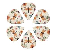 Vintage Floral Dragonfly Butterfly Guitar Picks 6 Pack Thin Medium Heavy Thickness Guitars Pick For Acoustic Electric Guitar Ukulele Bass 0.71mm