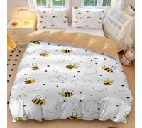Vintage Floral Duvet Cover Retro Storybook Strawberry Bee Design Soft Microfiber Bedding Set with Teapot & Butterfly Print for Bedroom Decor (style5,Double200x200cm+65x65cm*2)