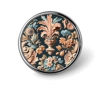 Vintage Floral Engraving Badge Holder Personalized Metal Button Pin Fashion Round Badge with Pattern Pin DIY Button Badges Exquisite Brooch Crafts Gift Clothes Decorative Pins