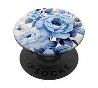 Vintage Floral Flower, Vintage Blue floral PopSockets Swappable PopGrip