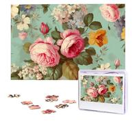 Vintage Floral Flowers Puzzles for Adults 1000 Pieces, Wooden Puzzle Personalized Jigsaw Puzzles from Photos, Challenging Puzzle Art Painting Home Decor Birthday Party Gift (29.5" x 19.7")