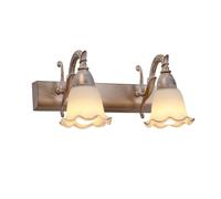 Vintage Floral Glass Wall Sconce, Rustic E14 Lighting Fixture, Elegant Mirror Lights for Bedroom, Dining Room, Bathroom - Silver 2-Light Applique Decor