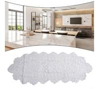 Vintage Floral Hand Crochet Table Runner Doily Beige Lace Table Doilies Cotton Table Placemats Oval Table Runners, 30X80cm(White)