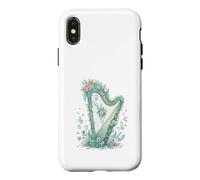 Vintage Floral Harp Classical Music Aesthetic Case for iPhone X/XS
