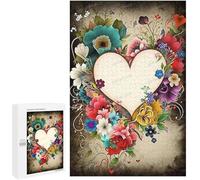 Vintage Floral Heart Puzzles 1000 Pieces - Landscape Aesthetics Wooden Jigsaw Puzzles for Adults, Each Piece is Unique, for Your Family - for Home Decor Or Collectibles